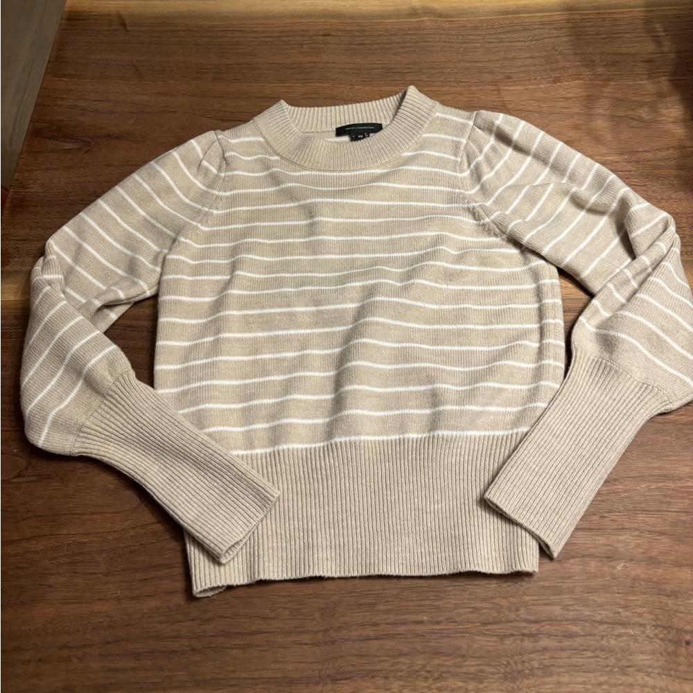 French Connection Striped Beige Sweater